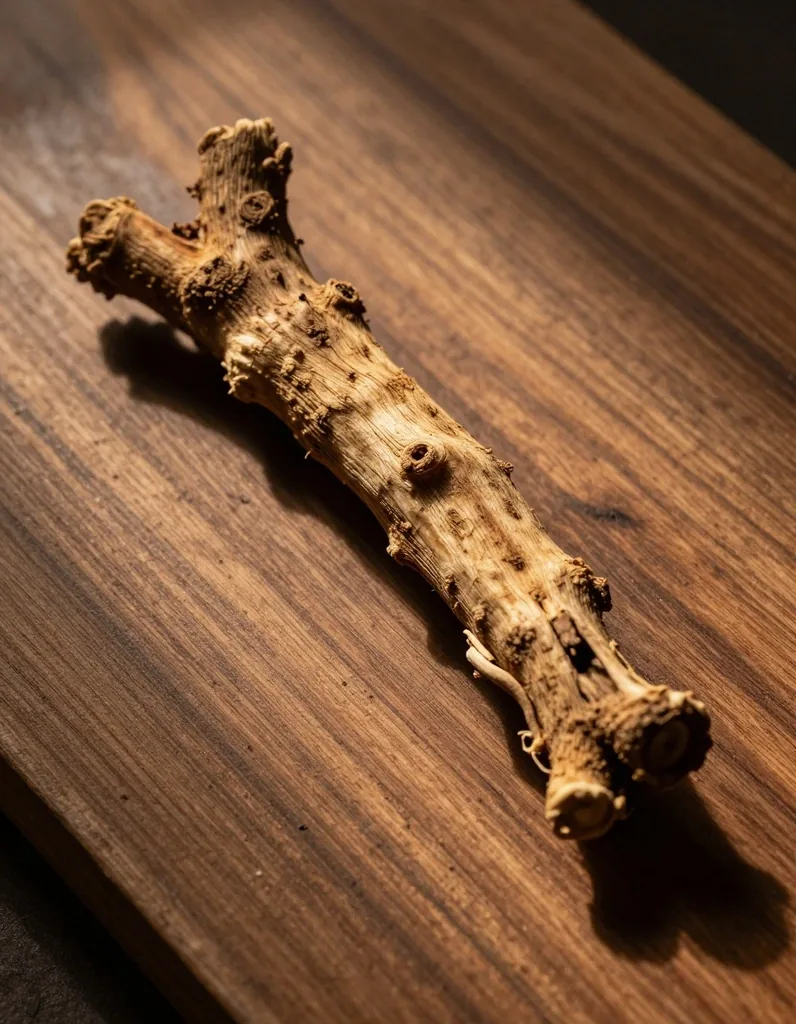 Tongkat Ali root specimen on a dark surface