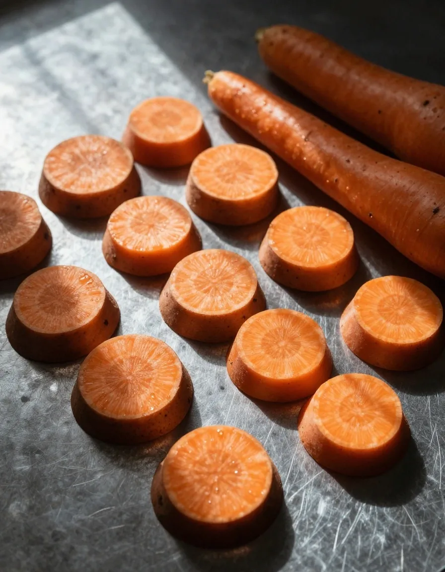 Beta-carotene rich vegetables on dark surface